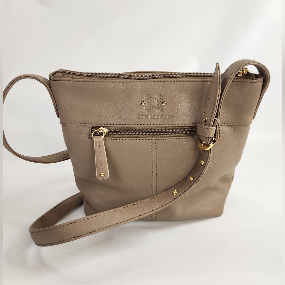 Stone Mountain Leather Shoulder Purse Handbag Adjustable Strap Tan